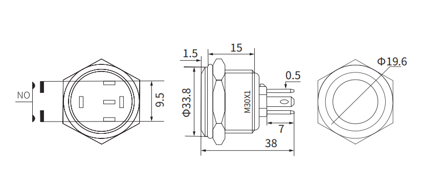 30mm 3-5 Pin Stainless steel waterproof push button switch 03