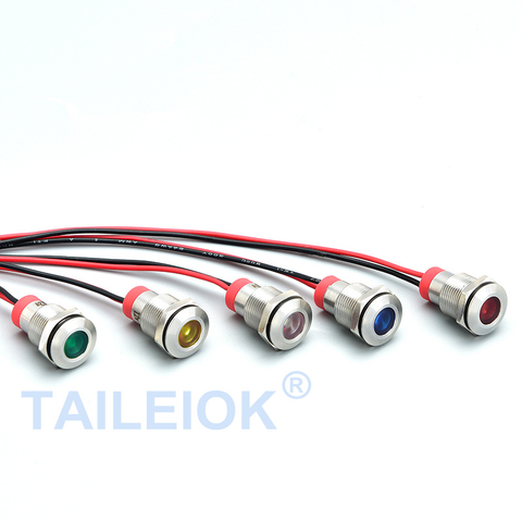 TAILEIOK 12mm Indicator Light For Equipment With Red Green Blue Yellow White Lamp