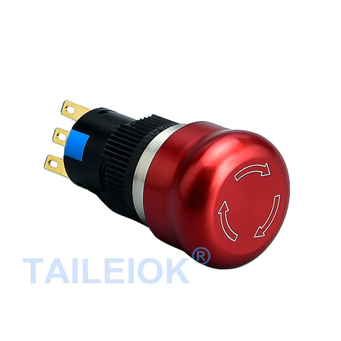 16mm Waterproof Metal Latching Emergency STOP Mushroom Push Button emergency Switch 1NO1NC/2NONC