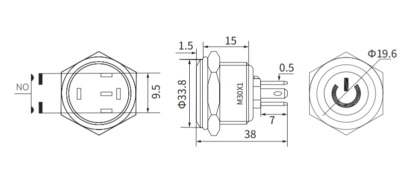30mm 3-5 Pin Stainless steel waterproof push button switch 01