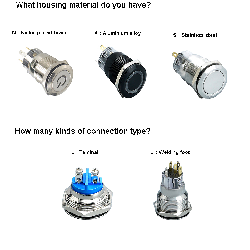 22mm stainless steel shell push button elevator key switch 3