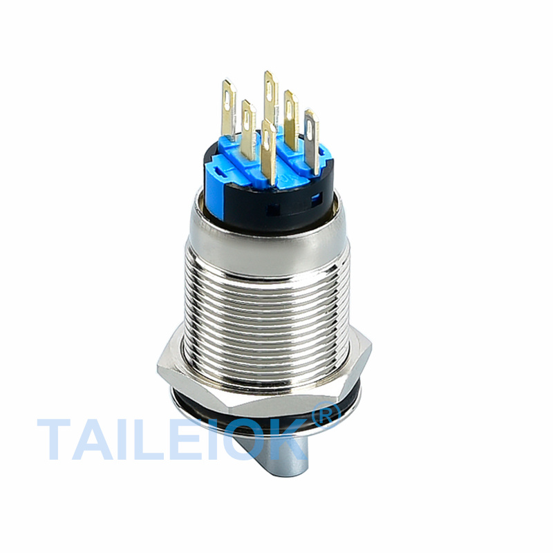 19MM 2NO 2NC 3 Position Metal Selector Rotary Metal Push Button Switch 6 PINS