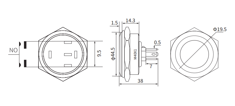 40mm Stainless steel metal push button switch 01