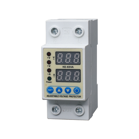 Double Pole 1-63A Automatic Reconnect Over Under Voltage Protector Adjustable Protector De Voltage