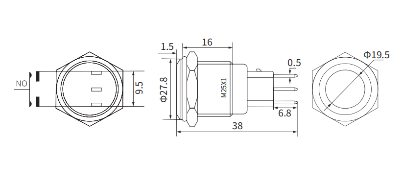 25mm Factory Supply Push Buttons Momentary 03