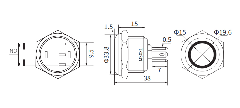 30mm 3-5 Pin Stainless steel waterproof push button switch 02