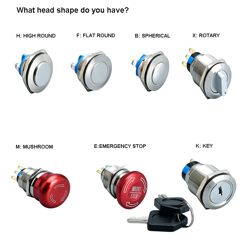 22mm stainless steel shell push button elevator key switch 6